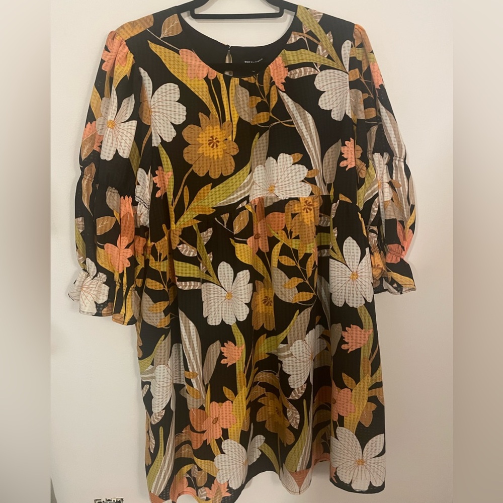 Who What Wear Black and Yellow Floral Dress